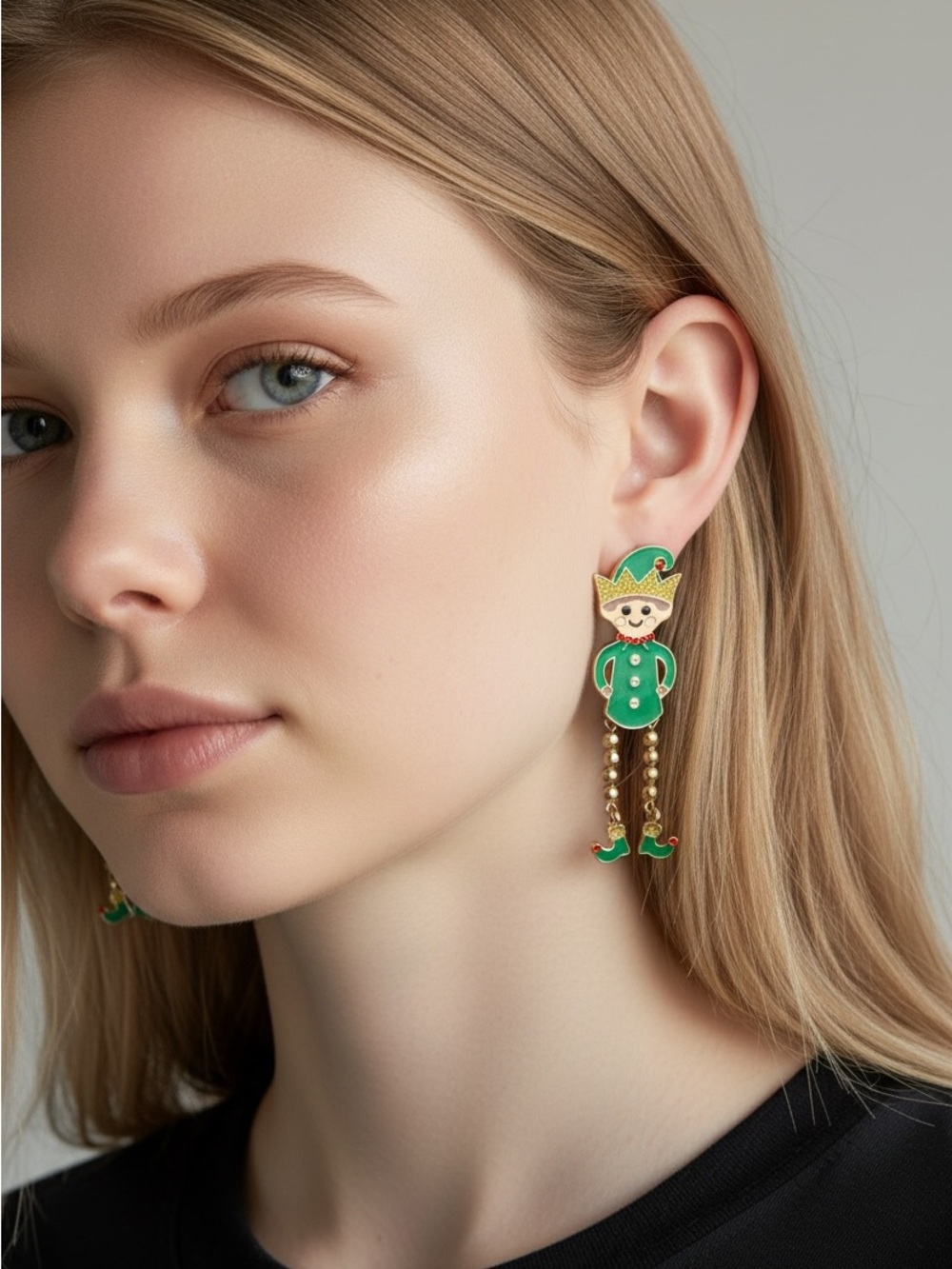 10/8 Whimsical Green Elf Drop Earrings